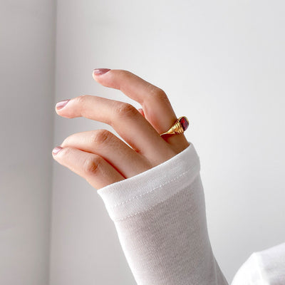 Arv Ring in Karmijnkleur | 18k Goud