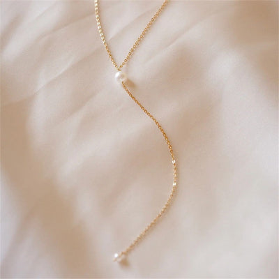 Beatrice ketting met parels en franjes | 14k Goud