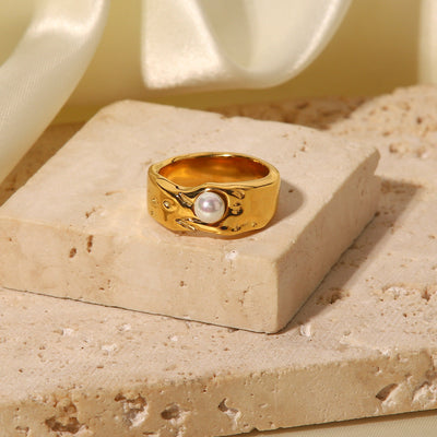 Cerulia ring met zoetwaterparels | 14k goud