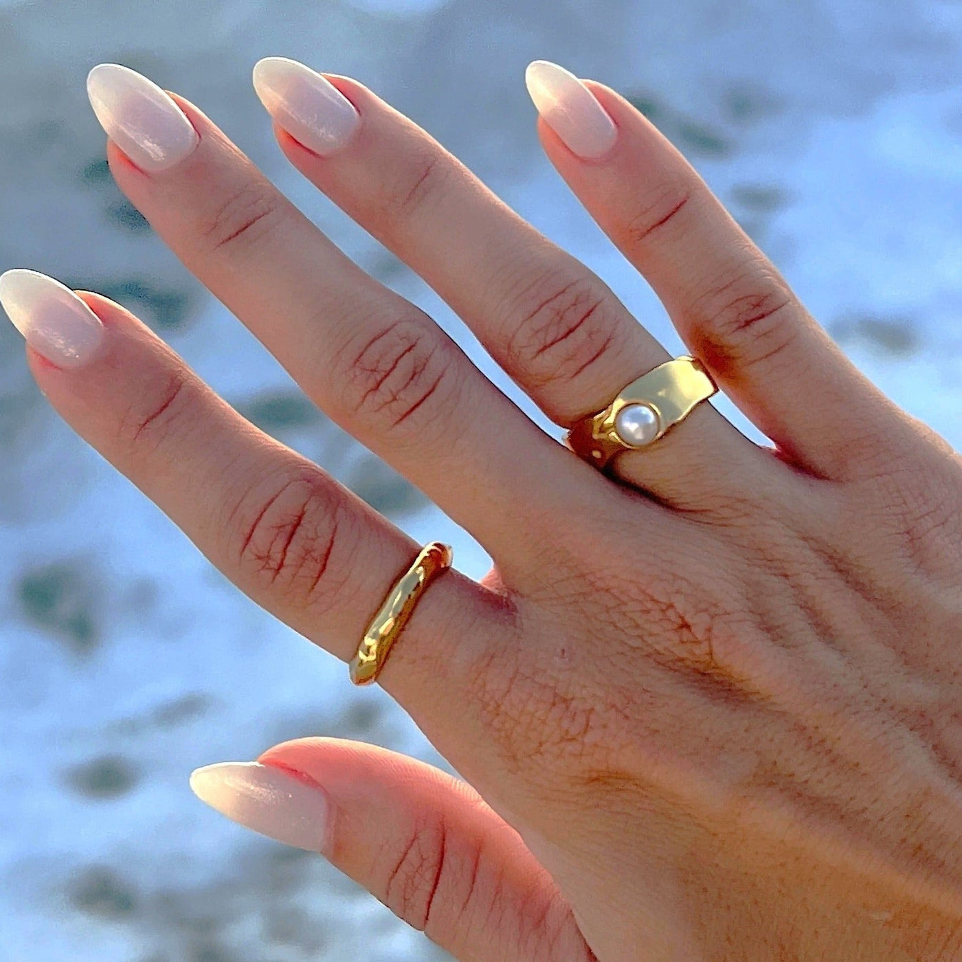 Cerulia ring met zoetwaterparels | 14k goud