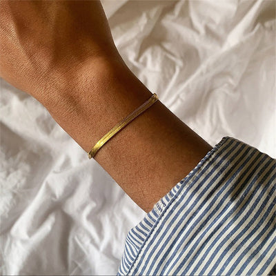 Vida Armband Goud in Visgraatpatroon | 18k Goud