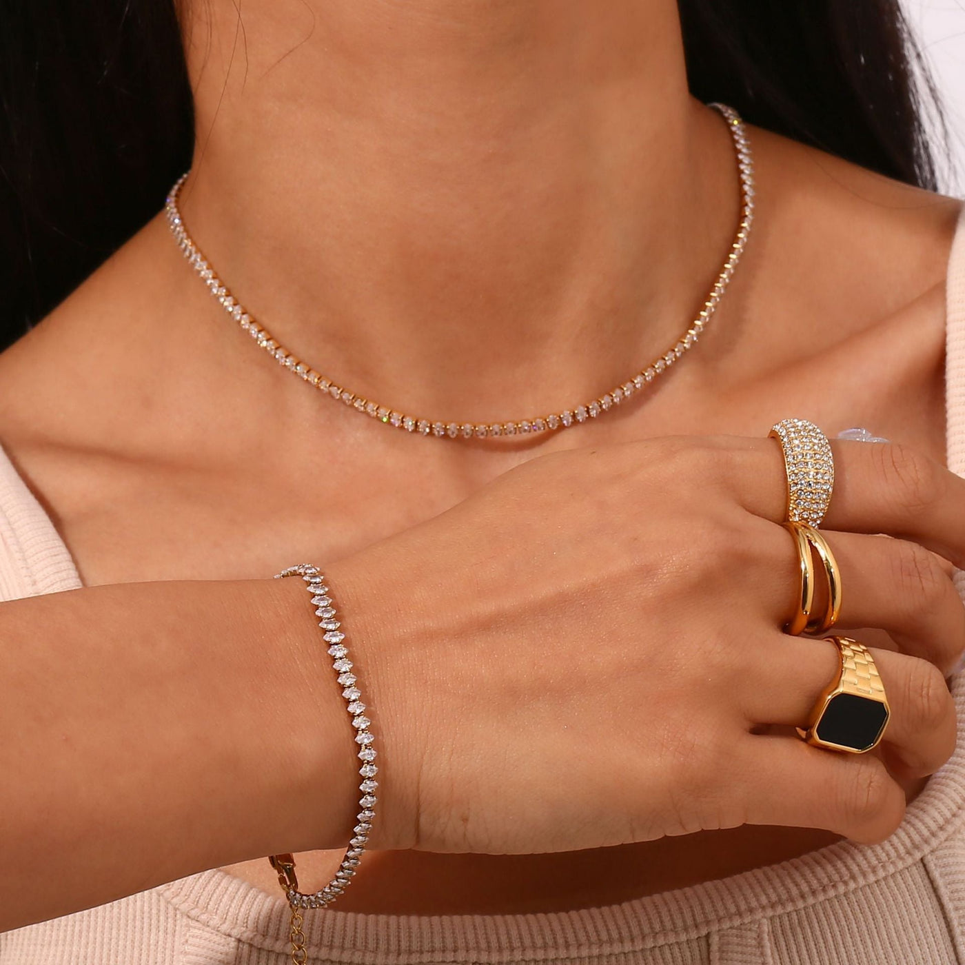 Wisteria Tennis Halsketting met Diamanten | 18k Goud