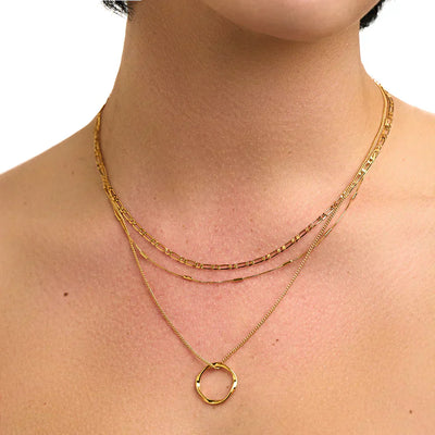 Open cirkel drie-rijige ketting | 18k Goud