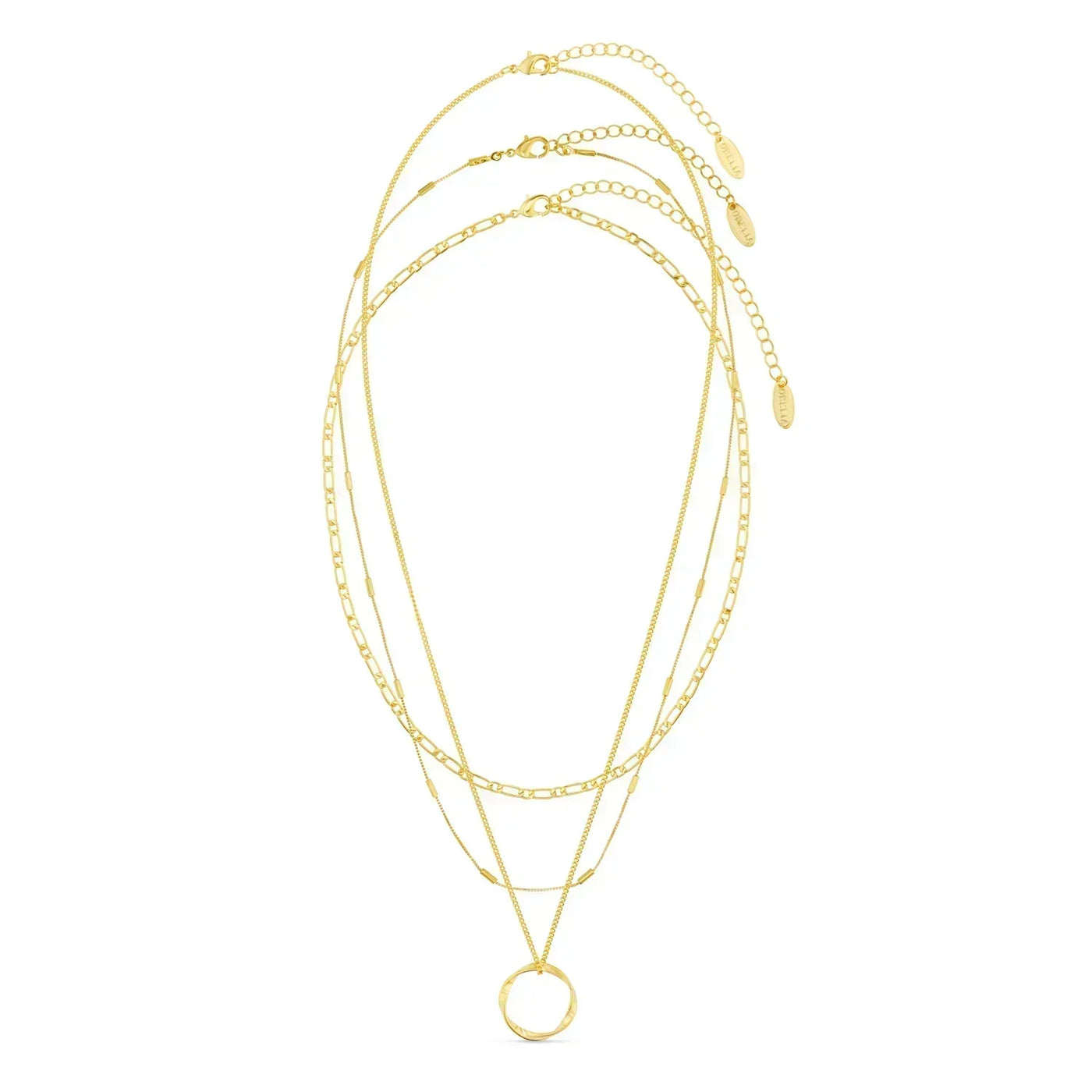 Open cirkel drie-rijige ketting | 18k Goud