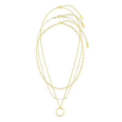 Open cirkel drie-rijige ketting | 18k Goud