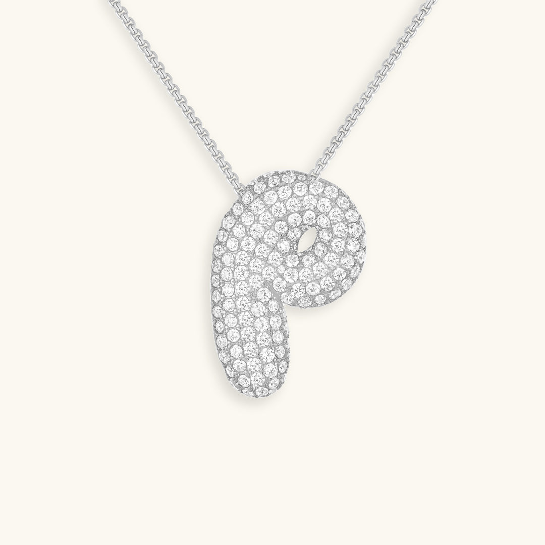 Naamketting Bubble met diamant | 18k Goud
