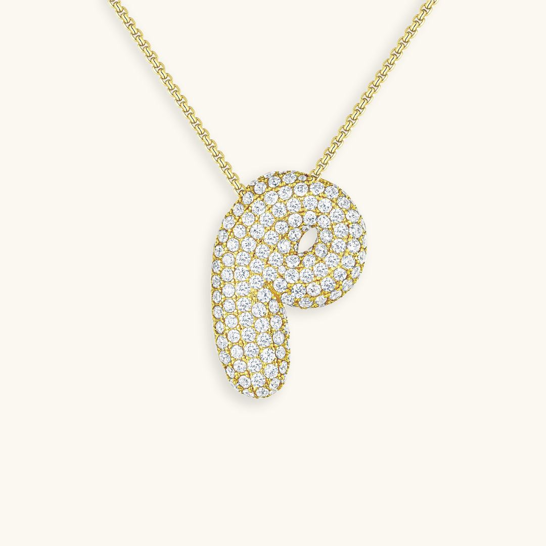 Naamketting Bubble met diamant | 18k Goud