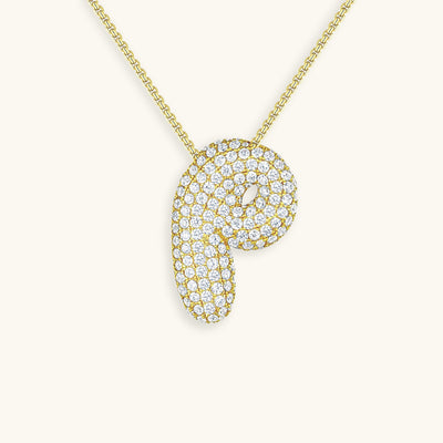 Naamketting Bubble met diamant | 18k Goud
