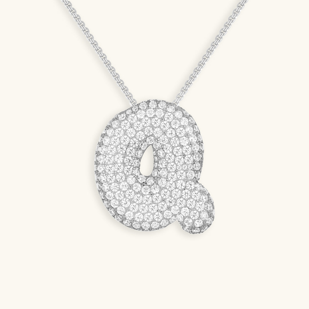 Naamketting Bubble met diamant | 18k Goud