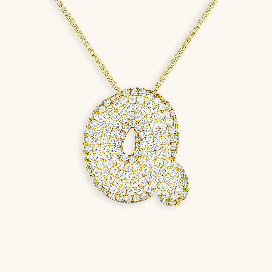 Naamketting Bubble met diamant | 18k Goud