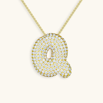 Naamketting Bubble met diamant | 18k Goud