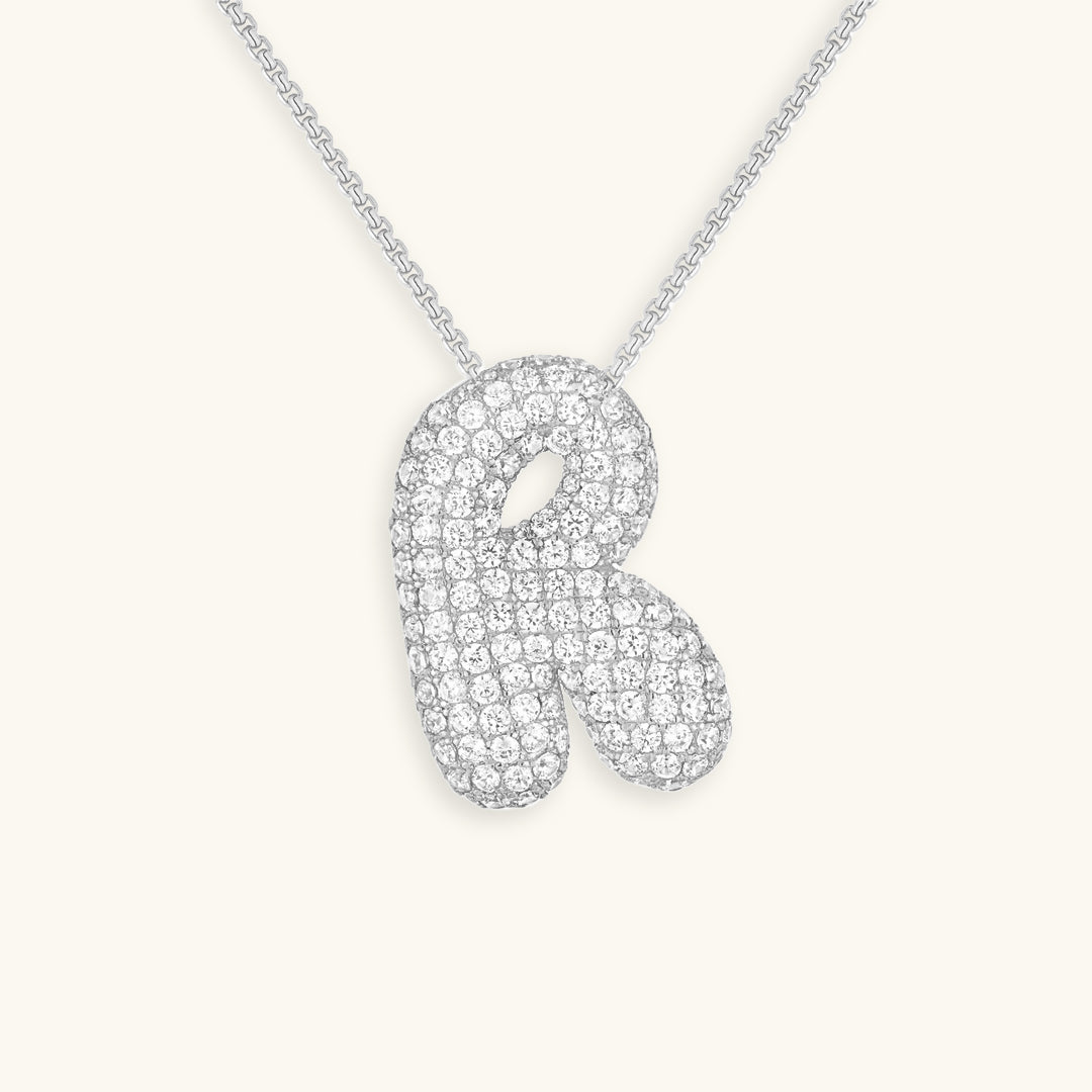 Naamketting Bubble met diamant | 18k Goud