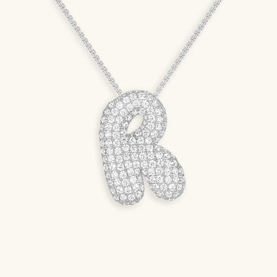 Naamketting Bubble met diamant | 18k Goud