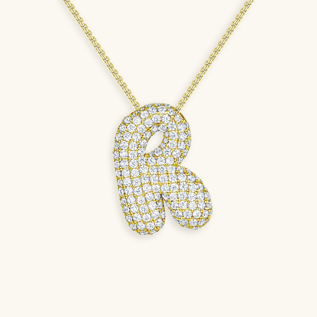 Naamketting Bubble met diamant | 18k Goud