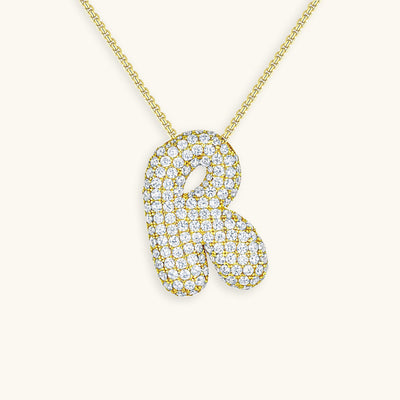 Naamketting Bubble met diamant | 18k Goud