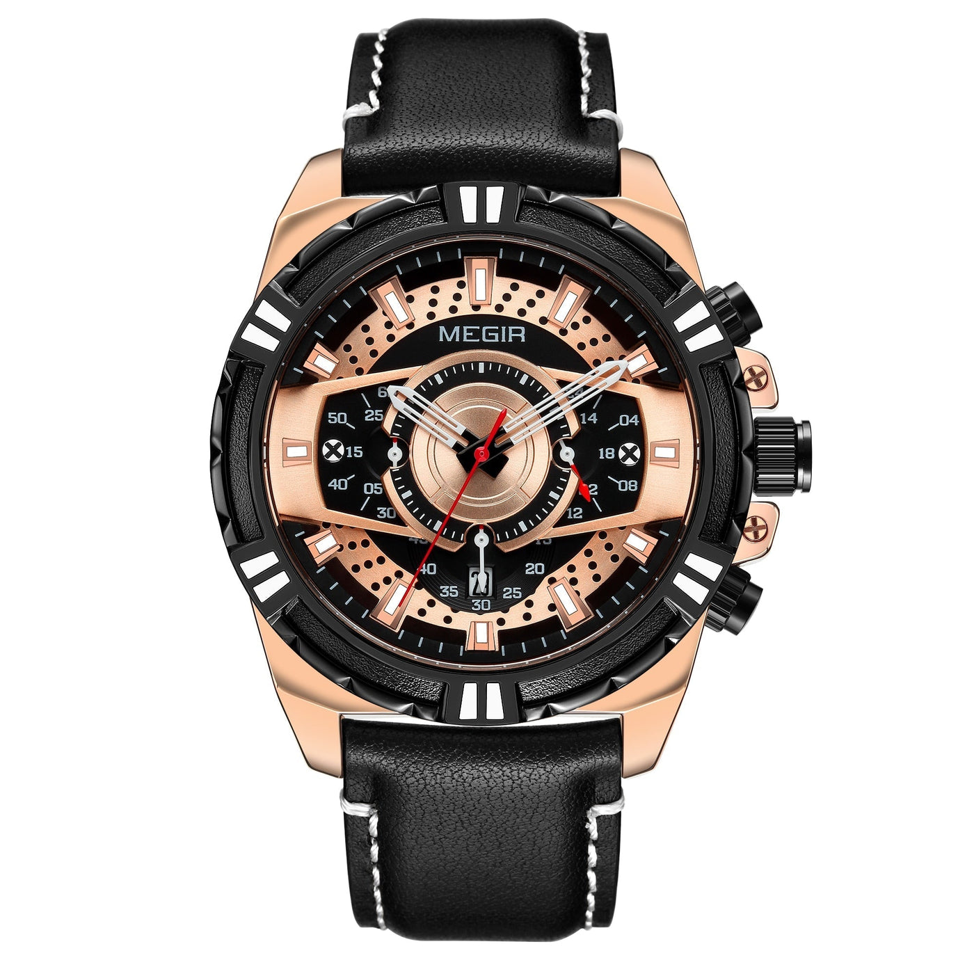 Luxe Quartz Chronograaf Militaire Sport Lederen Horloge