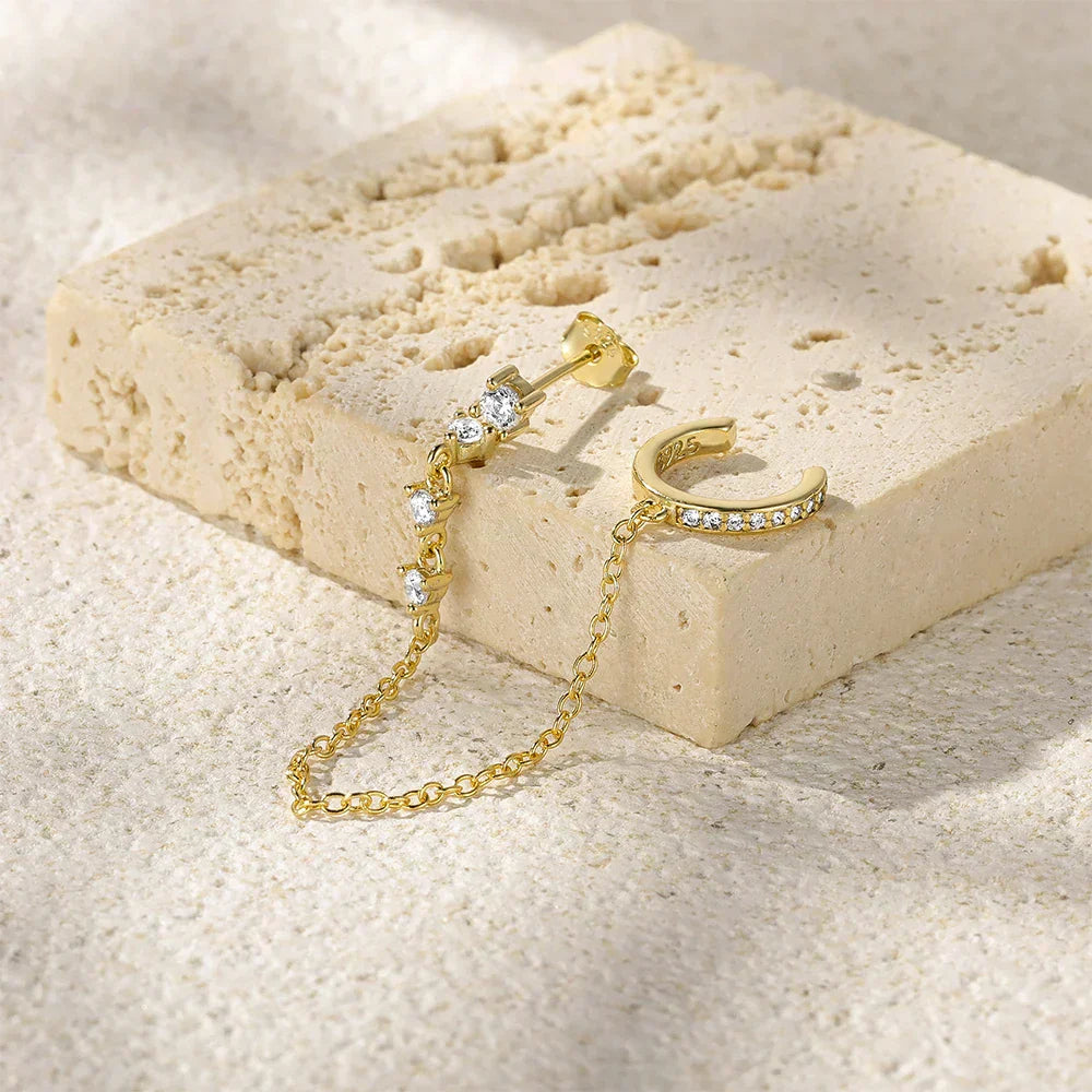 Audra Kette Øring met Ketting | 18k Goud