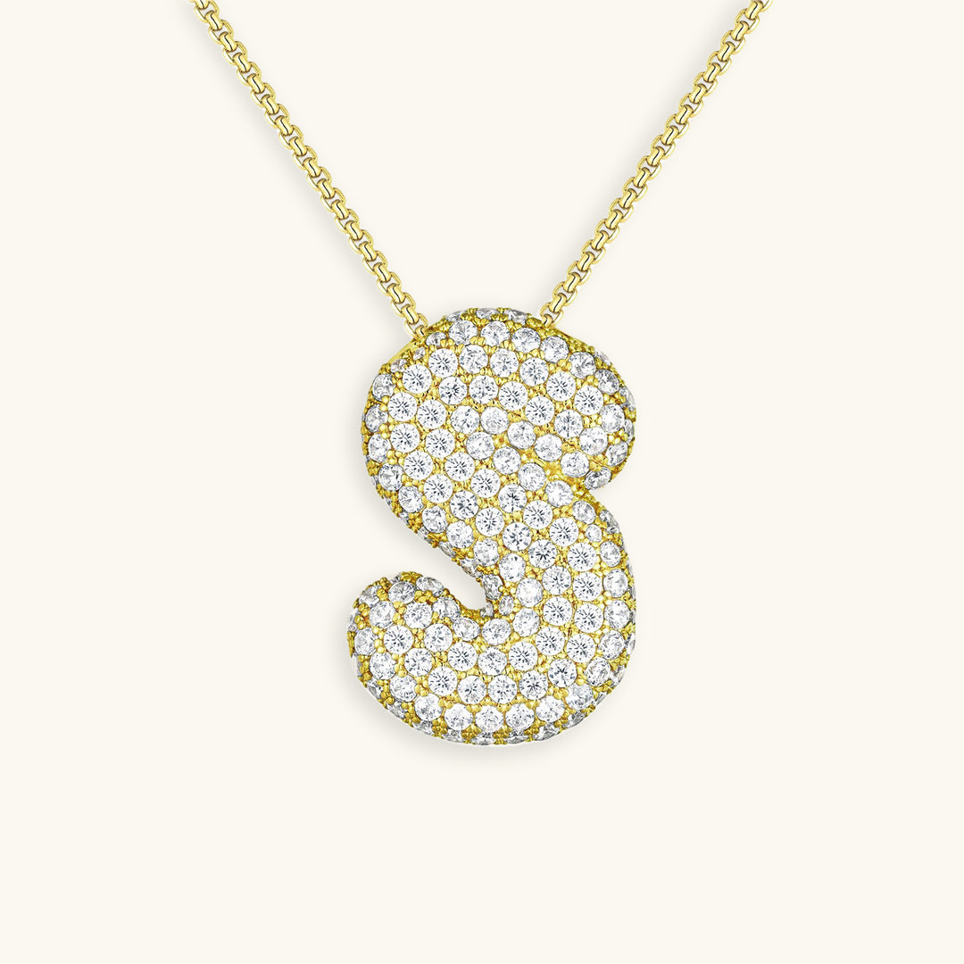 Naamketting Bubble met diamant | 18k Goud