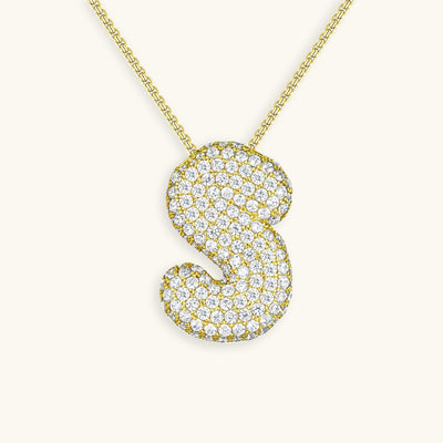 Naamketting Bubble met diamant | 18k Goud