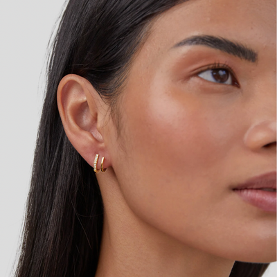 Krystal Oorbellen met Kliftvormige Zettingen | 18k Goud