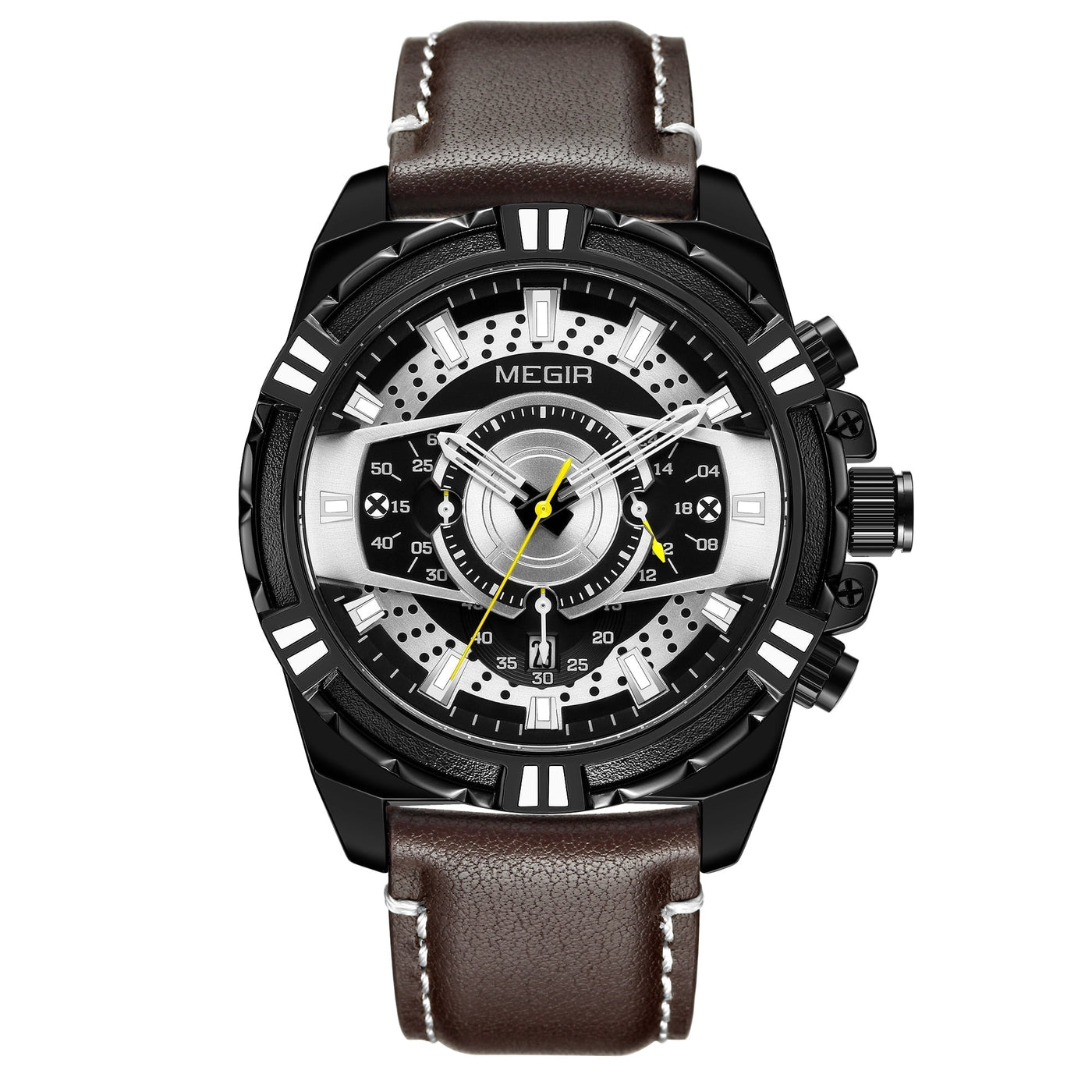 Luxe Quartz Chronograaf Militaire Sport Lederen Horloge
