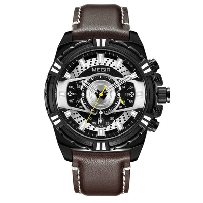 Luxe Quartz Chronograaf Militaire Sport Lederen Horloge