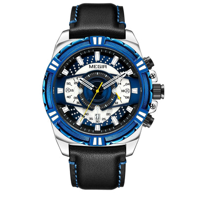 Luxe Quartz Chronograaf Militaire Sport Lederen Horloge