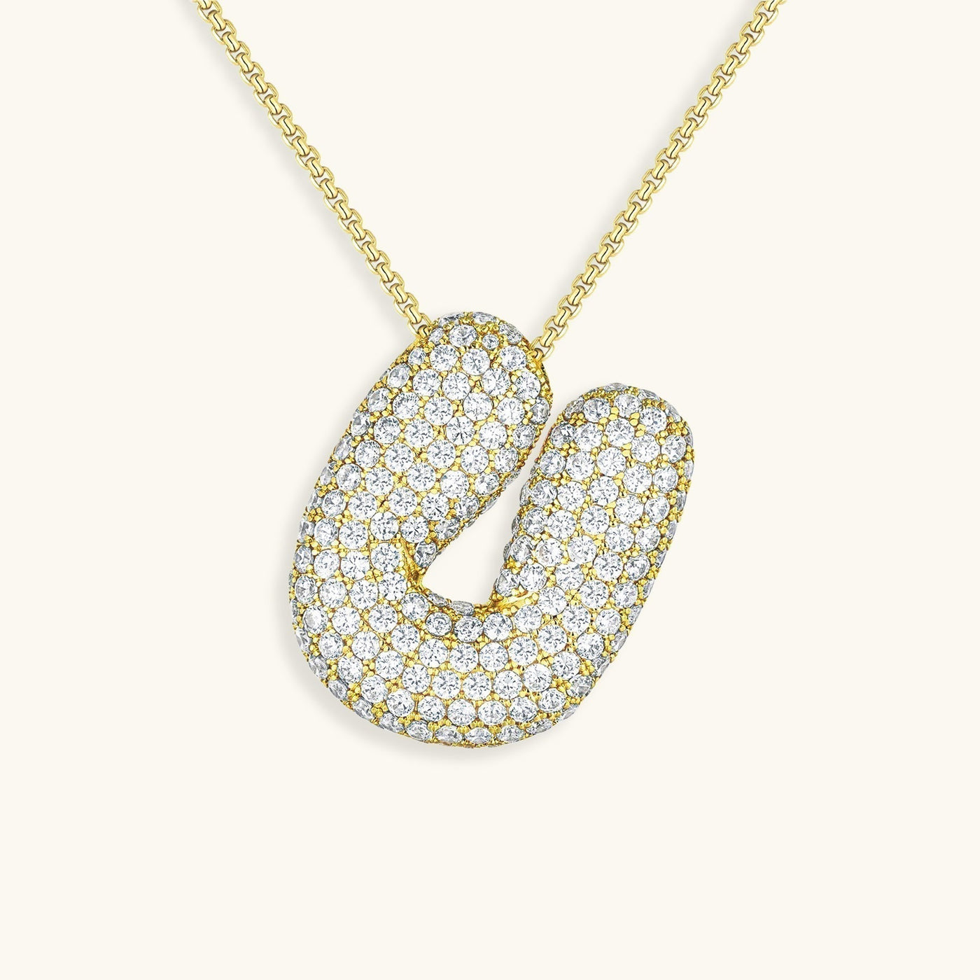 Naamketting Bubble met diamant | 18k Goud