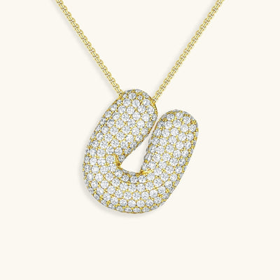 Naamketting Bubble met diamant | 18k Goud