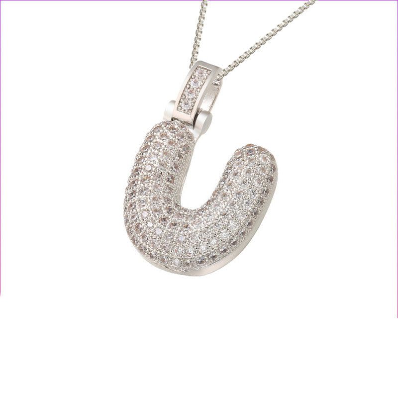 Pave Bubble Halsketting met Initialen | 18k Goud