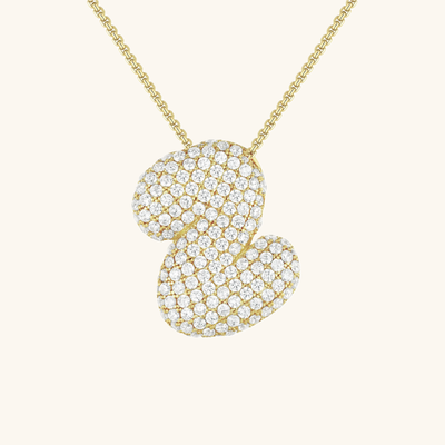 Naamketting Bubble met diamant | 18k Goud
