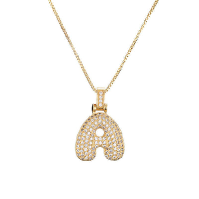 Pave Bubble Halsketting met Initialen | 18k Goud