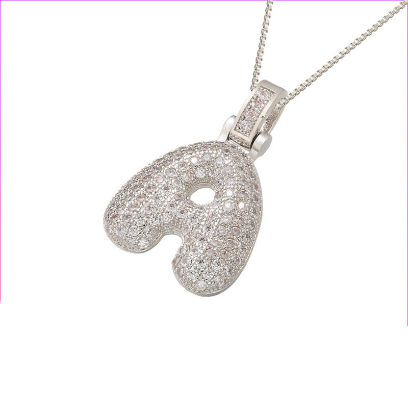 Pave Bubble Halsketting met Initialen | 18k Goud