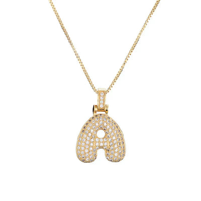 Pave Bubble Halsketting met Initialen | 18k Goud