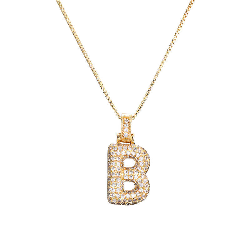 Pave Bubble Halsketting met Initialen | 18k Goud