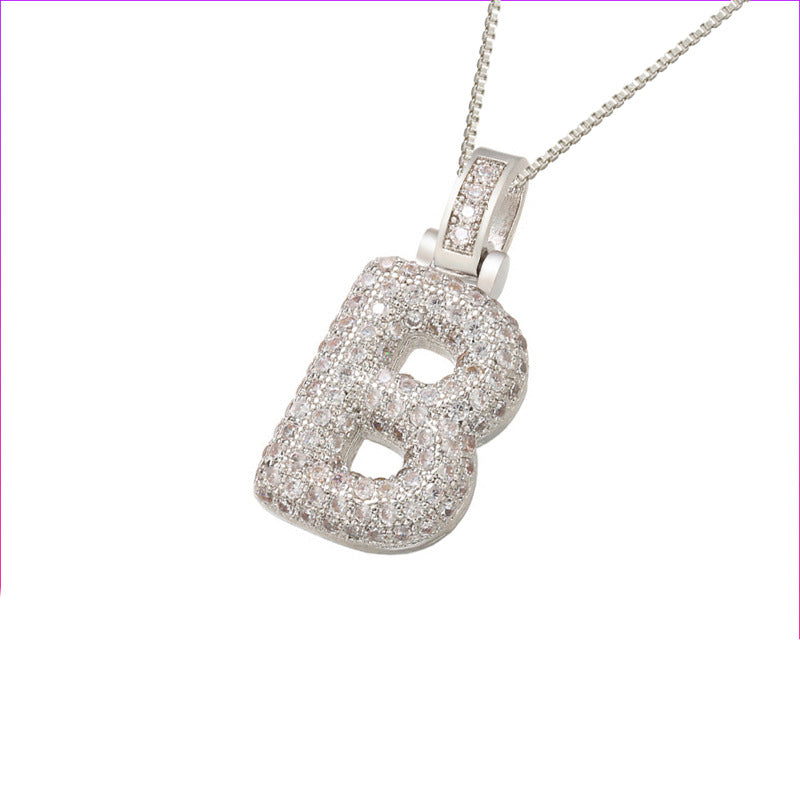 Pave Bubble Halsketting met Initialen | 18k Goud