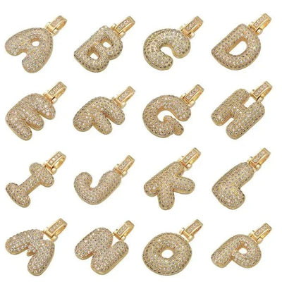 Pave Bubble Halsketting met Initialen | 18k Goud