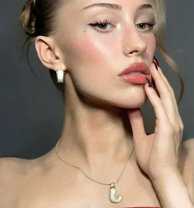 Pave Bubble Halsketting met Initialen | 18k Goud