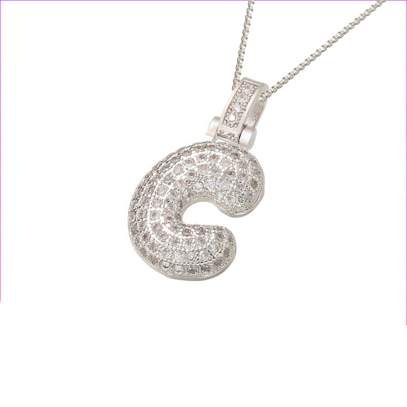 Pave Bubble Halsketting met Initialen | 18k Goud