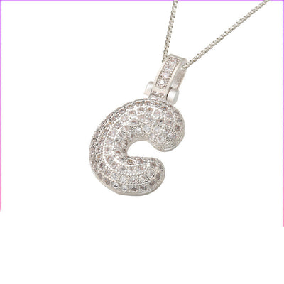 Pave Bubble Halsketting met Initialen | 18k Goud