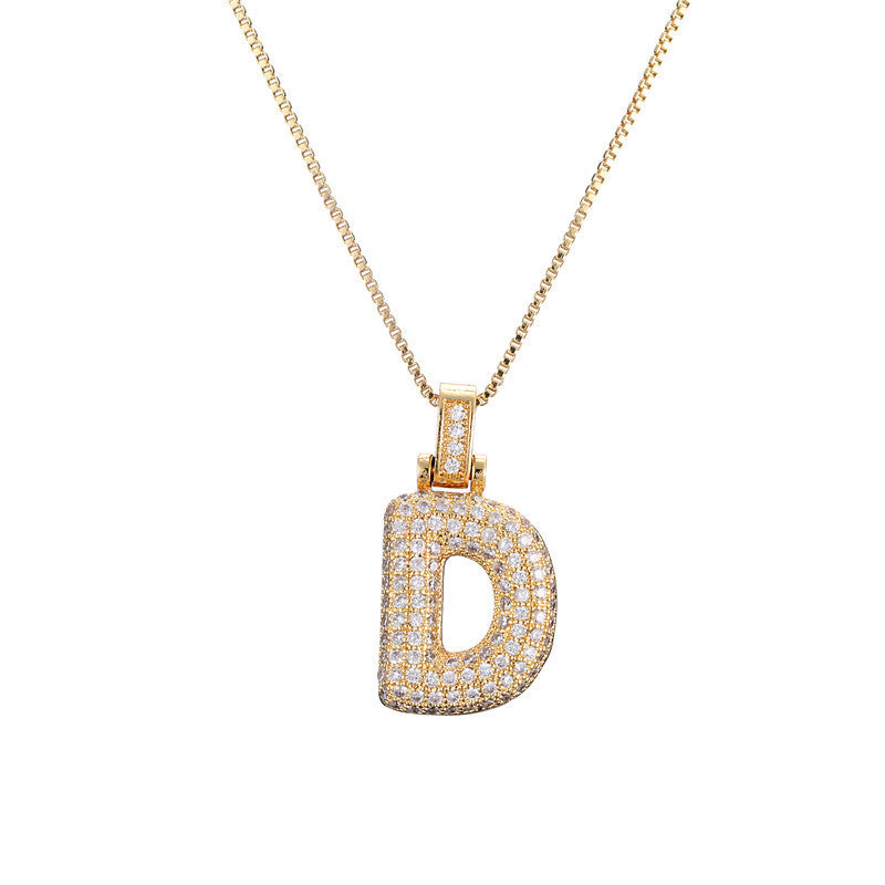 Pave Bubble Halsketting met Initialen | 18k Goud