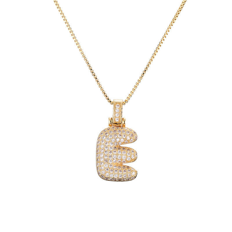Pave Bubble Halsketting met Initialen | 18k Goud