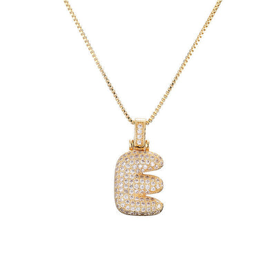 Pave Bubble Halsketting met Initialen | 18k Goud