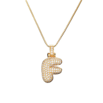 Pave Bubble Halsketting met Initialen | 18k Goud