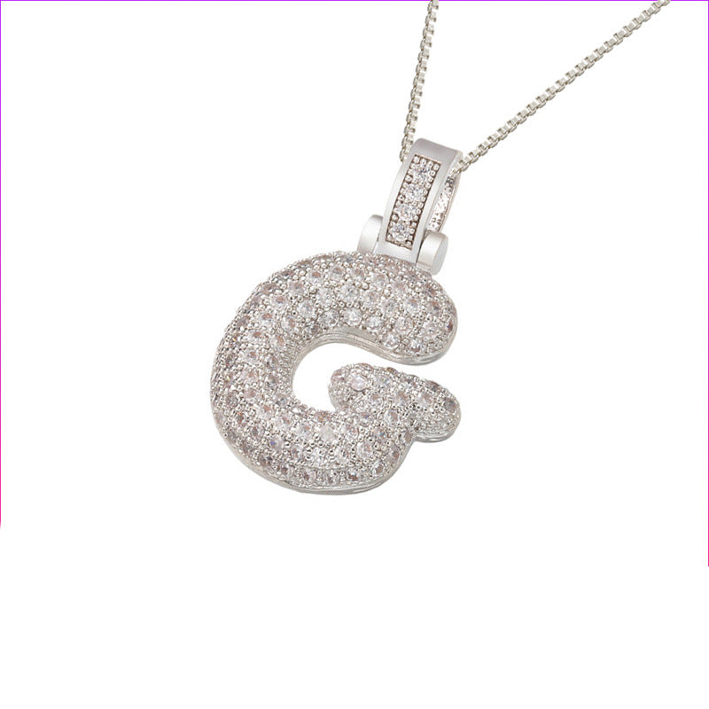 Pave Bubble Halsketting met Initialen | 18k Goud