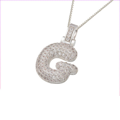 Pave Bubble Halsketting met Initialen | 18k Goud