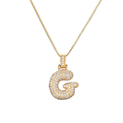 Pave Bubble Halsketting met Initialen | 18k Goud