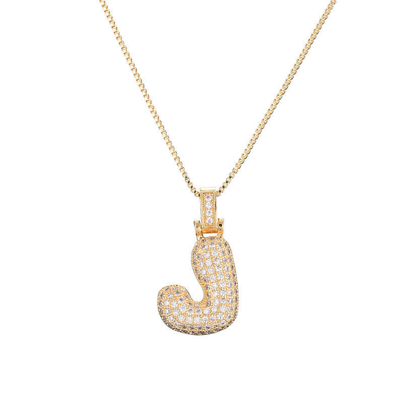 Pave Bubble Halsketting met Initialen | 18k Goud
