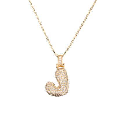 Pave Bubble Halsketting met Initialen | 18k Goud