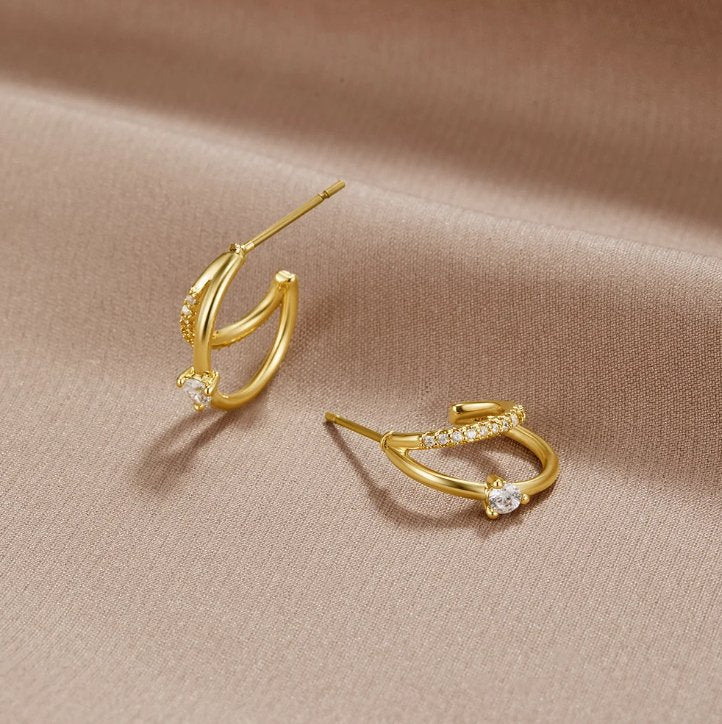 Artie Kristaloorbellen | 14k Goud